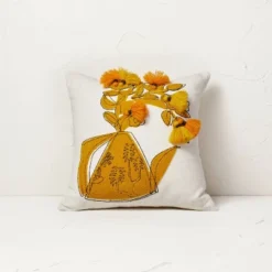 Floral Watering Pitcher Square Throw Pillow With Tassels - Opalhouse™ Designed With Jungalow™ -Opalhouse Sales Store GUEST 295bbf4a 7932 4570 9c93 22f266108cb5