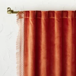 1pc Light Filtering Velvet Macrame Trim Window Curtain Panel Burnt Orange - Opalhouse™ Designed With Jungalow™ -Opalhouse Sales Store GUEST 9bfd56a0 ad5c 4df0 98b1 851ec6623ce3